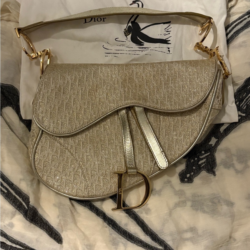 Limited Edition Vintage Dior Metallic Gold saddle bag